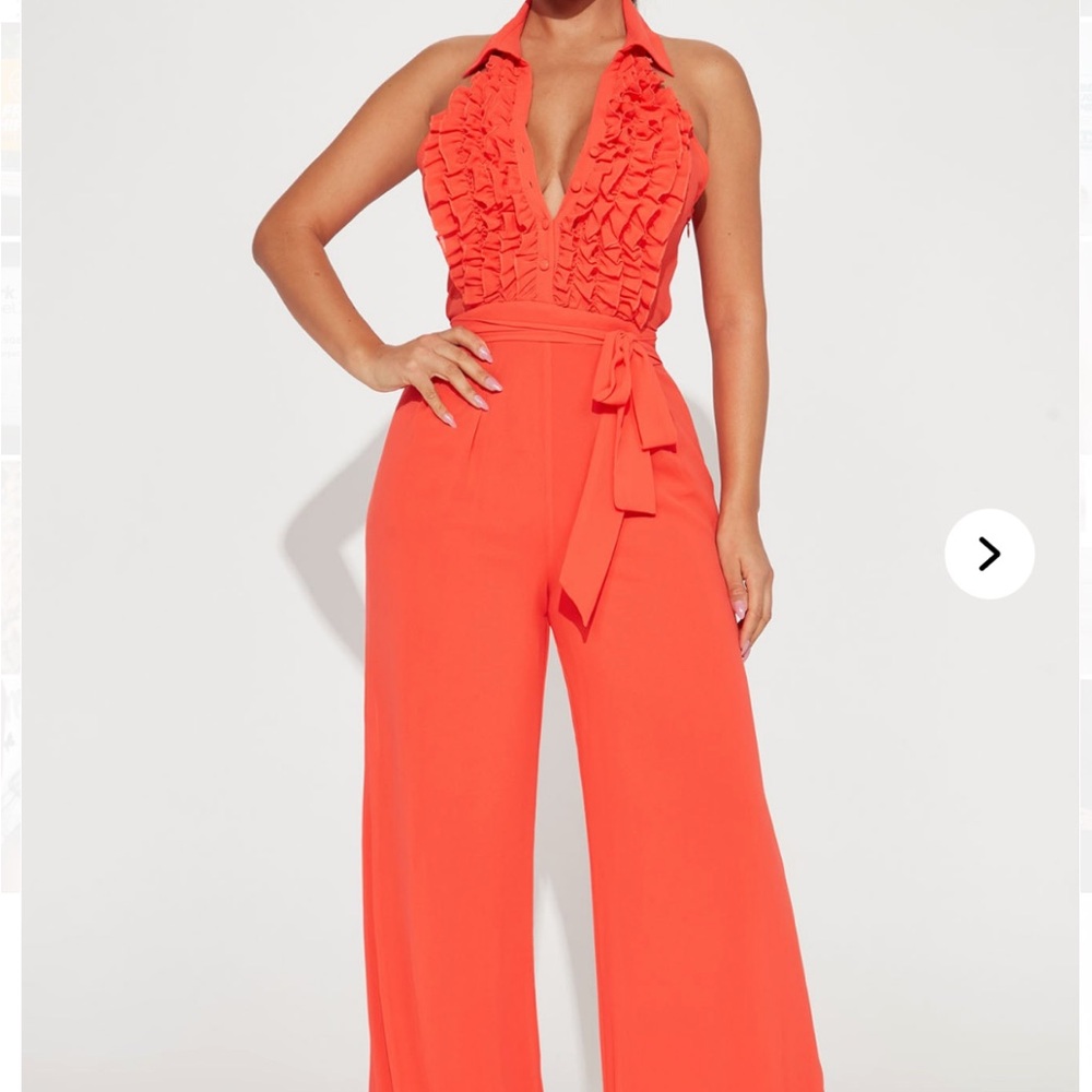 Elegant Orange Halter Jumpsuit